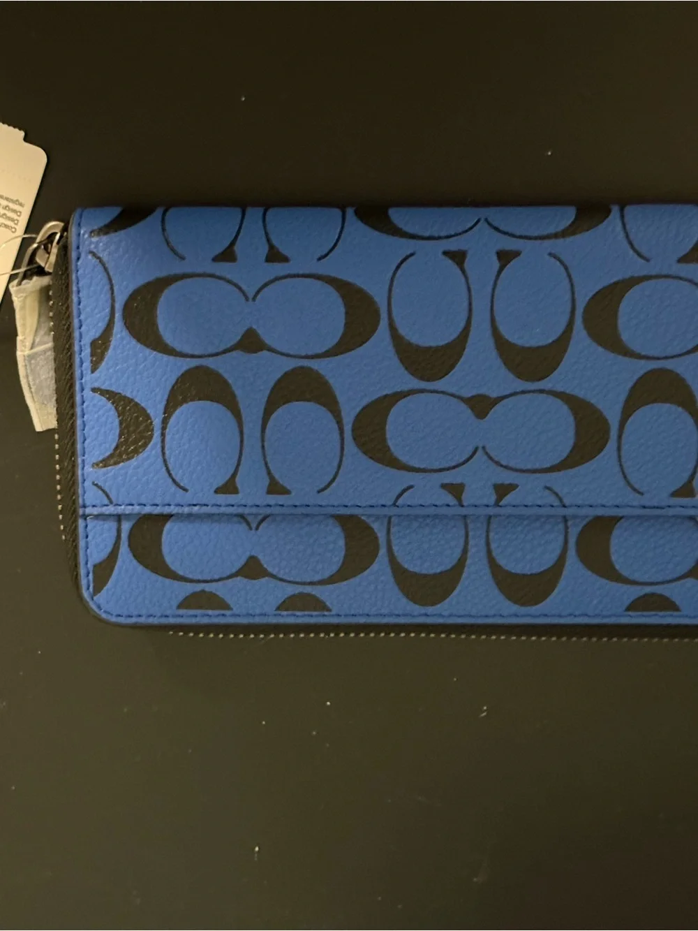 Coach Signature Zip Wallet in Blue/Black stunning! NWT